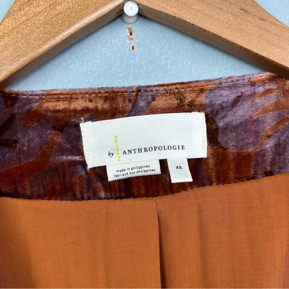 Anthropologie Esme Velvet Kimono jacket size XS open front Brown and Purple - Picture 12 of 15